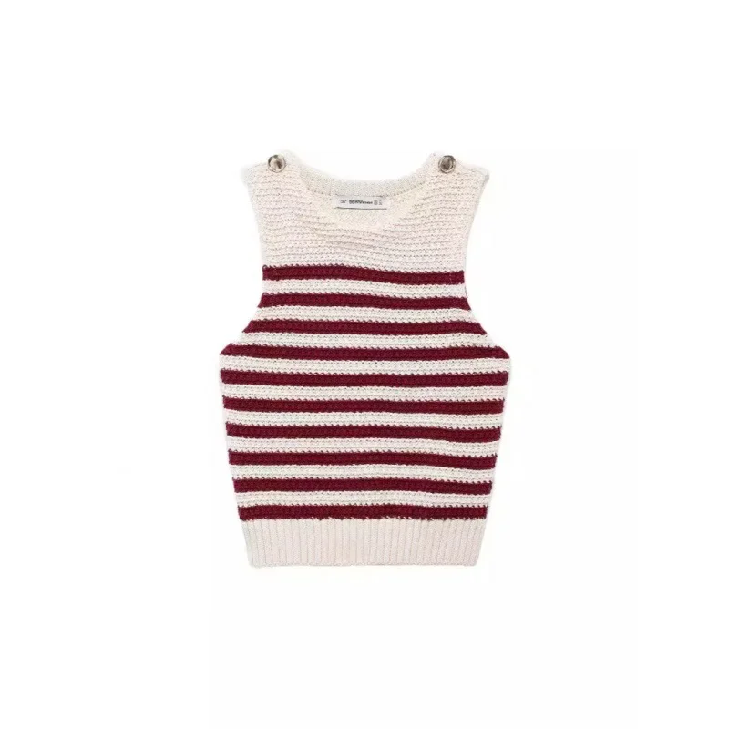 Новинка 2024 женская вязаная майка на пуговицах ZRgold бесшовный топ в европейском и