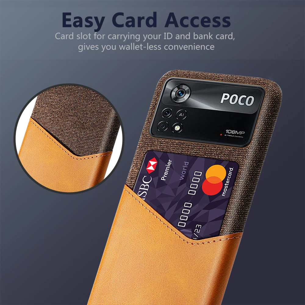 

PocoX4 Pro For Xiaomi Poco X4 Pro Case Credit Card Case Soft Cloth Fabric Cover For Poco Poko Pocco X4Pro X 4 Pro 4Pro X4 Pro 5G