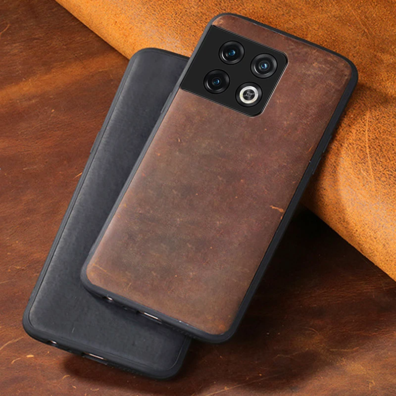 Genuine leather Phone Case For One plus 10 9 8 7Pro 9R Nord200 7T pro  5T 6T Nord N100 5G Crazy horse skin Back cover