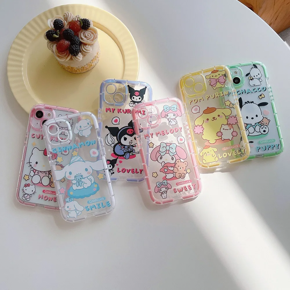 

Kawaii Anime Luminous Phone Case Cute Cartoon My Melody Kuromi Cinnamoroll Silicone Clear Case for iPhone 11 12 13ProMax X XS XR