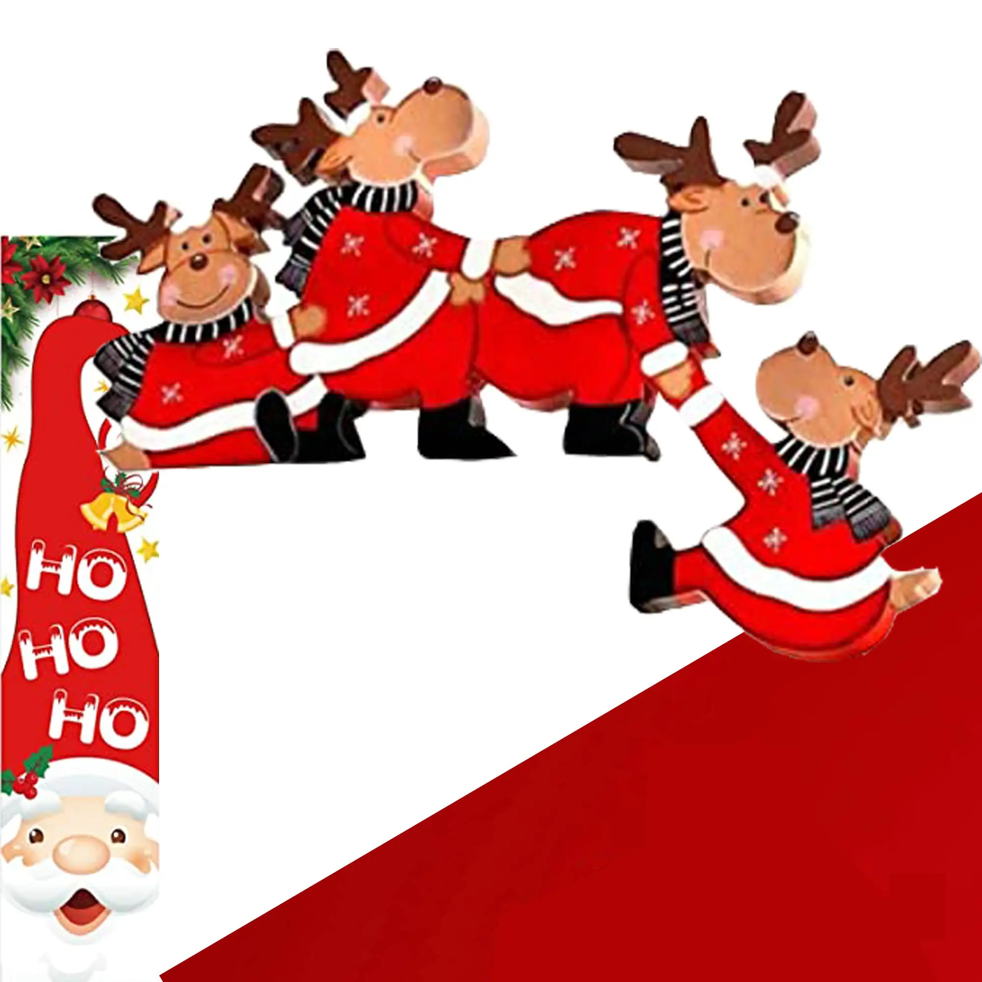 

Christmas Door Frame Decorations Funny Santa Claus Elk Wooden Ornament Home Party Walls Decor Windows DIY Craft