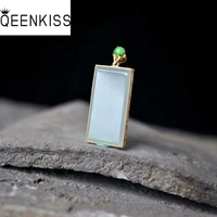 qeenkiss nc5296 fine jewelry wholesale fashion woman girl bride mother birthday wedding gift rectangle jade 24kt gold necklace