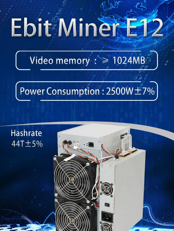 

Asik Used Ebit E12 44T Crypto Mining Device Asic Miner Bitcoin Miner is better than Antminer T17 42T series