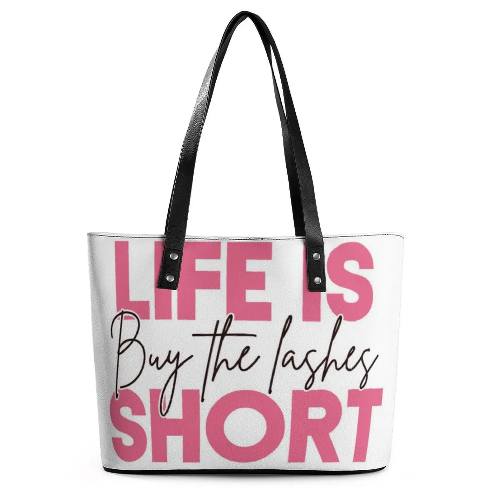 

Life Is Short, купите ресницы, сумки для макияжа, сумка-тоут, милые дизайнерские сумки для покупок в колледже