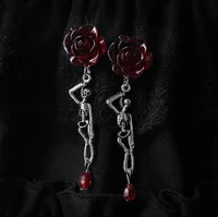 gothic rose skull charm earrings skeleton pendant earrings for woman mystic witch jewelry accessories vampire rose skull earring