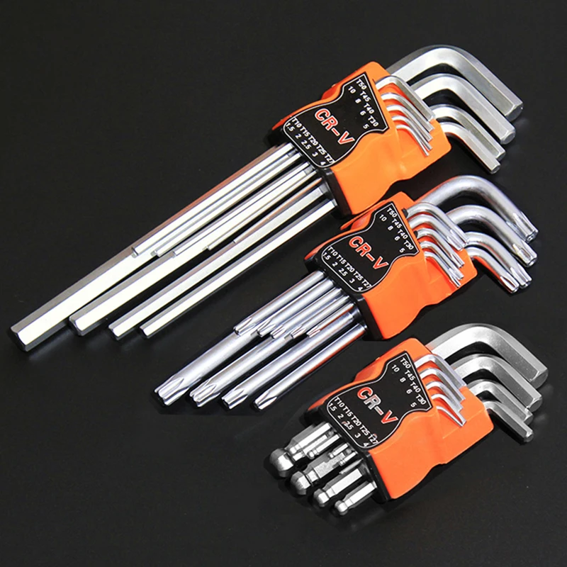 

9Pcs Ball Hexagon Torx Head Allen Key Set Hex Wrench Adjustable Spanner Portable L-Shape Screw Nuts Wrenches Repair Tools