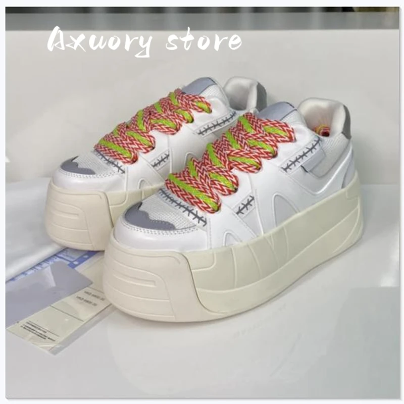 2023 New Women's  Flat Bread Shoes Casual Shoes Spring Autumn Genuine Leather Mesh Splicing Mixed Colors Women's Sports Shoes