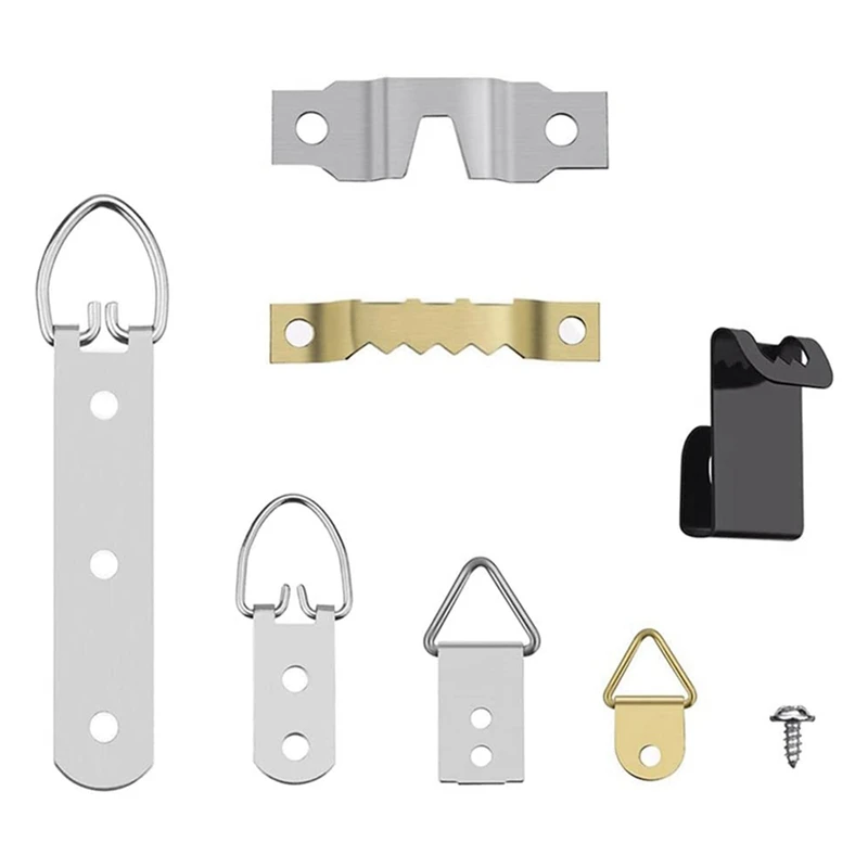 

136 шт. подвешивание картины рамки крючки для настенного крепления, комплект вешалки для фотографий, D-образное кольцо и зубчатые крючки с вин...