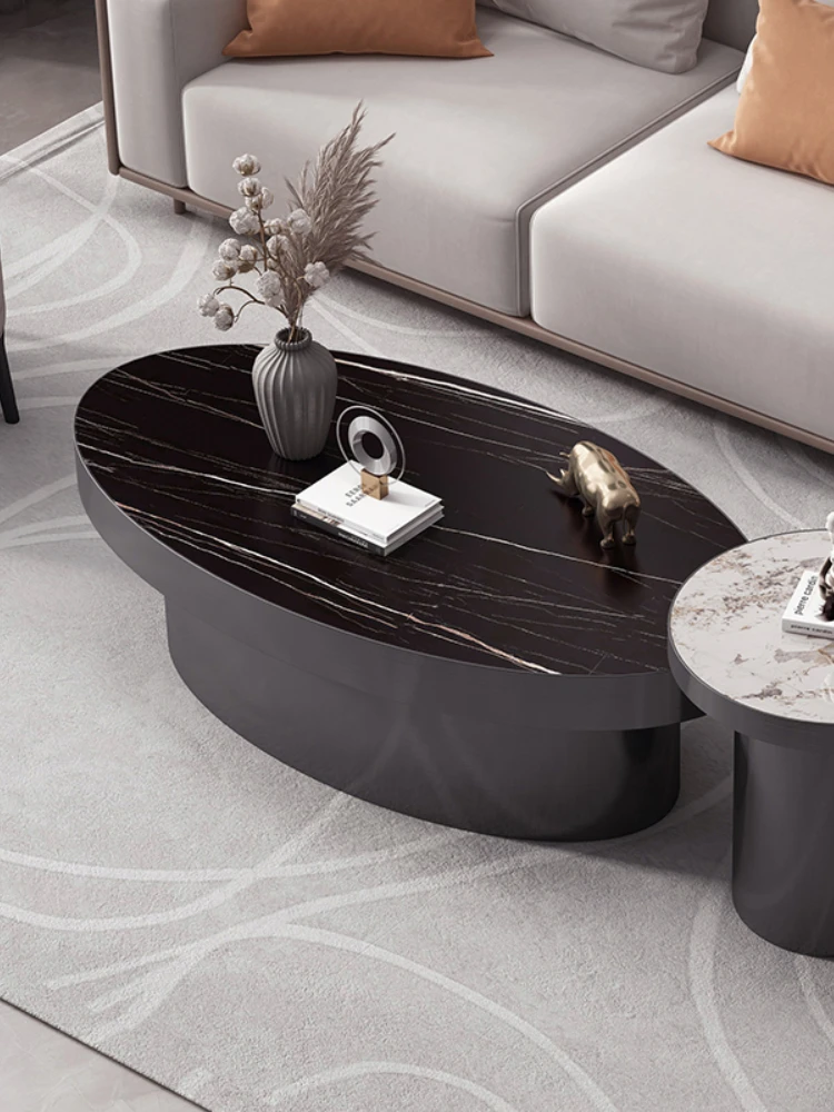 

High quality Italian minimalist coffee table oval rock board living room small apartment high end coffee table size style