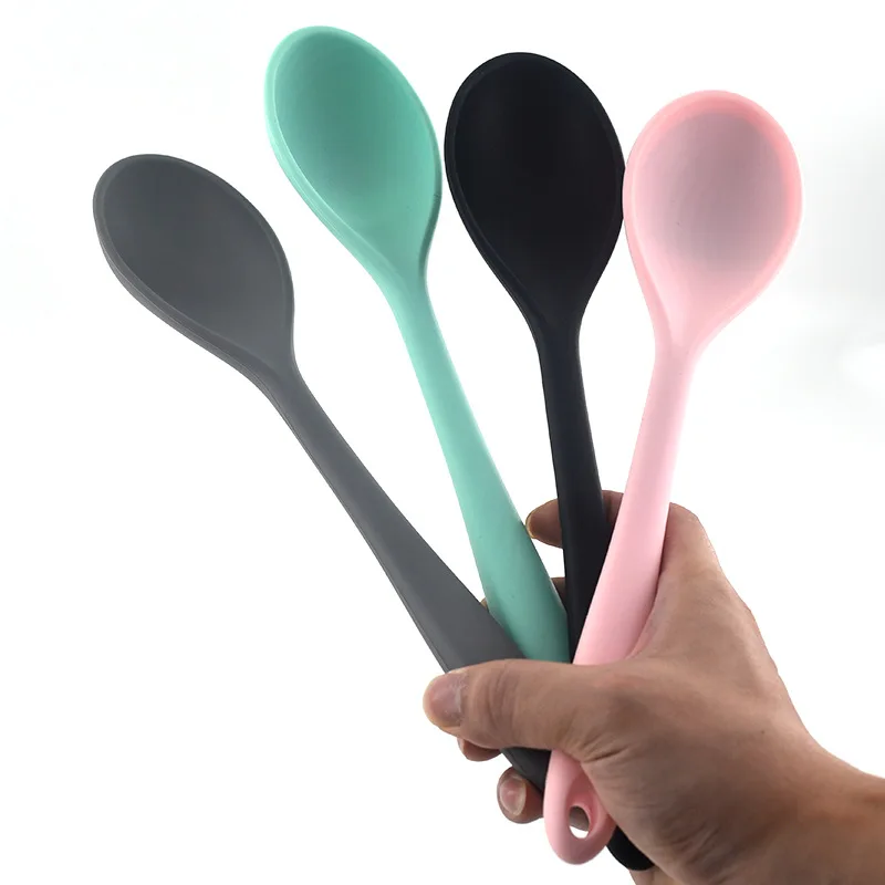 1Pcs Silicone Soup Spoons Multi Purpose Kitchen Accessories Stirring Spoon 4Colors Ladle Cooking Utensils for Household