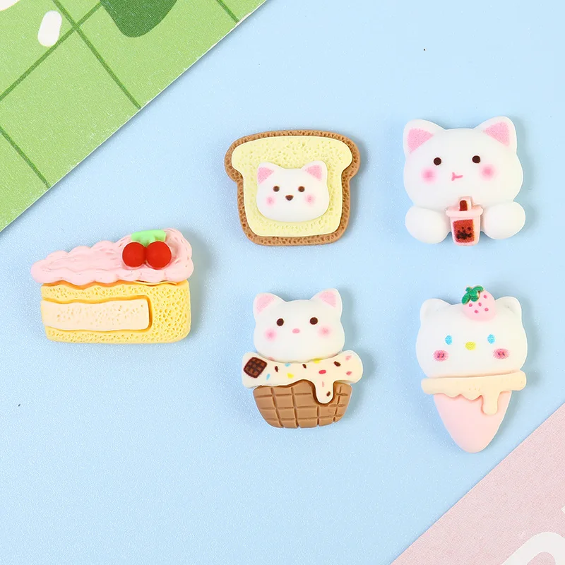 

10 Pcs New Mini Kawaii Cartoon Bear Ice Cream Cake Resin Flat Back Cabochons Scrapbook Diy Party Hairpin Accessories Decorate
