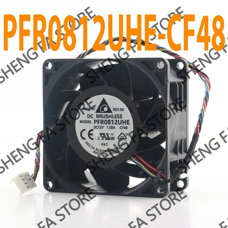 Фото Вентилятор охлаждения AC EC 8038 80X80X38MM 8CM Delta 5V 24V 48V DC 12V 1.50A с высоким объемом воздушного потока для серверов и ноутбуков, 4-проводной, PWM, PFR0812UHE №2