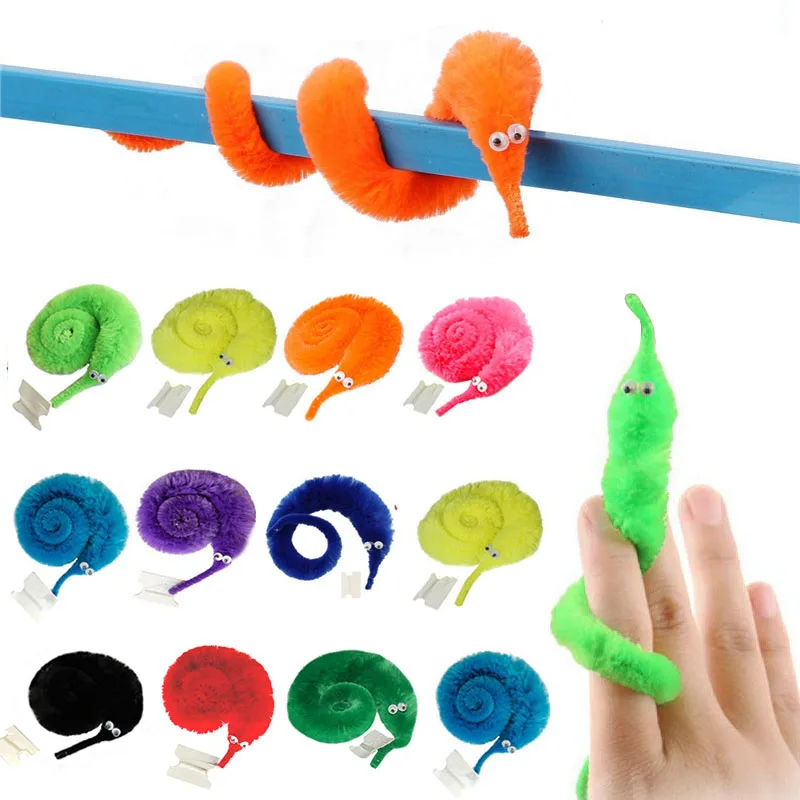 

5Pcs Twisty Worm Magic Toys Party Favors Fuzzy Worm On String Christmas Halloween Wizard New Strange Trick Toys For Kids