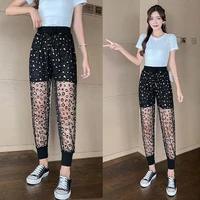 womens cool sunscreen anti mosquito pants bloomer pants new summer high waist trousers fashion mash cropped ankle pants z34