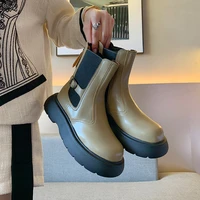 brand womens shoes chelsea round toe fashion ankle rubber 2022 new chelsea boots winter shallow botines de mujer square