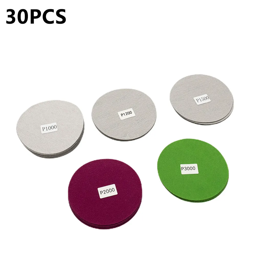 

30Pcs 5 Inch 125mm Wet/Dry Sanding Discs Hook & Loop Sandpaper 800-3000 Grit Round Sander Disc For Auto Polishing