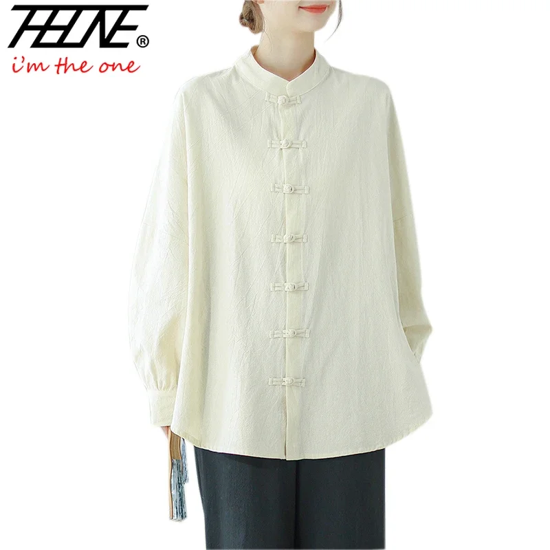 Осенняя женская блузка THHONE 2024 винтажная с длинным рукавом женские рубашки в