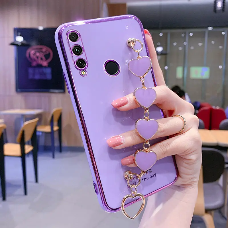 For Huawei P30Lite Case Luxury Electroplated Heart Bracelet Holder Cases For Huawei P20 P30 P40 Lite Pro Mate 20 20X 30 Y9S Y7P
