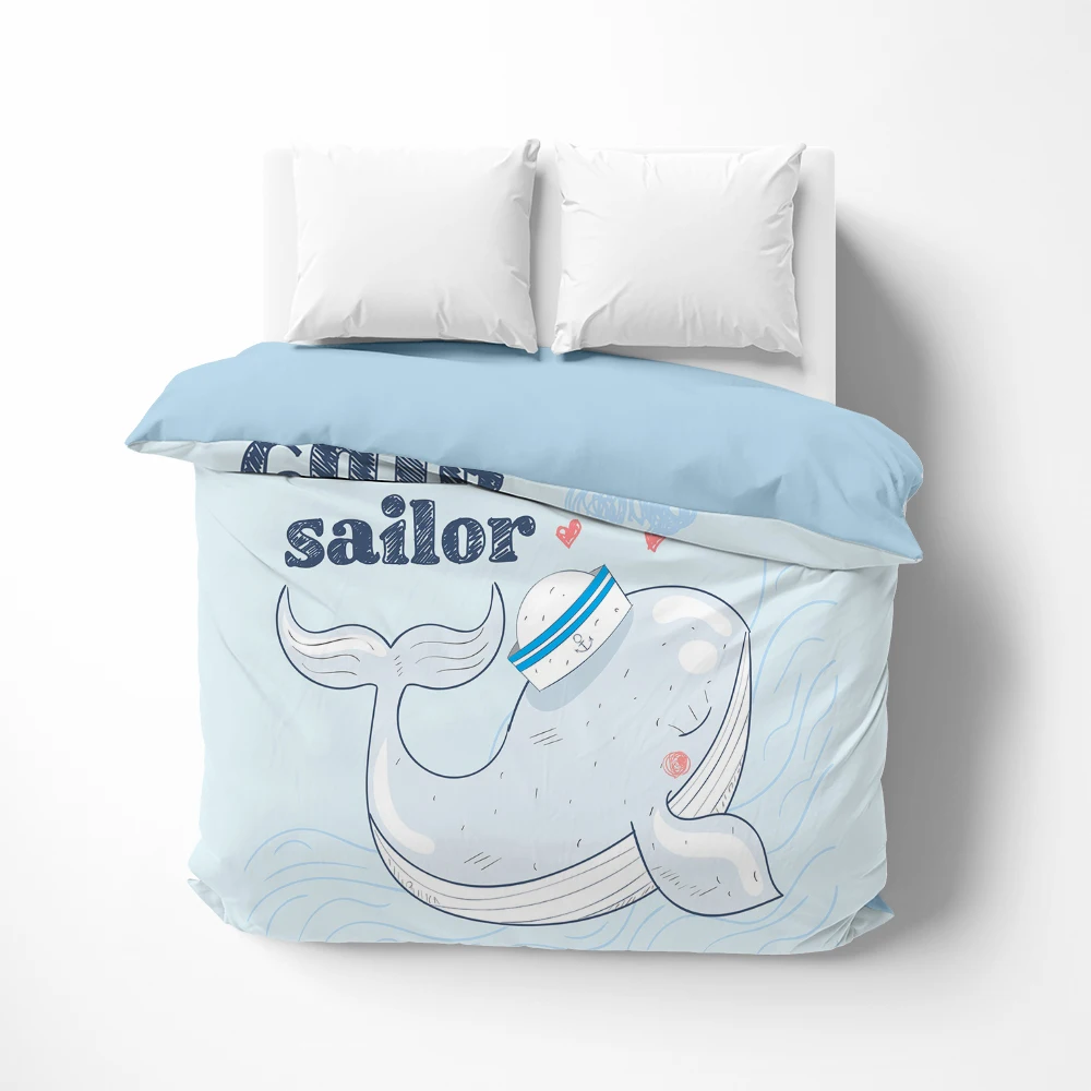 

Постельное белье с мультяшным Китом пододеяльник покрывало/одеяло/удобный чехол роскошное постельное белье 140x200 спальни для детей детский ...