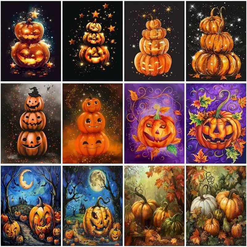 Картина по номерам на холсте Хэллоуин тыква ручная роспись