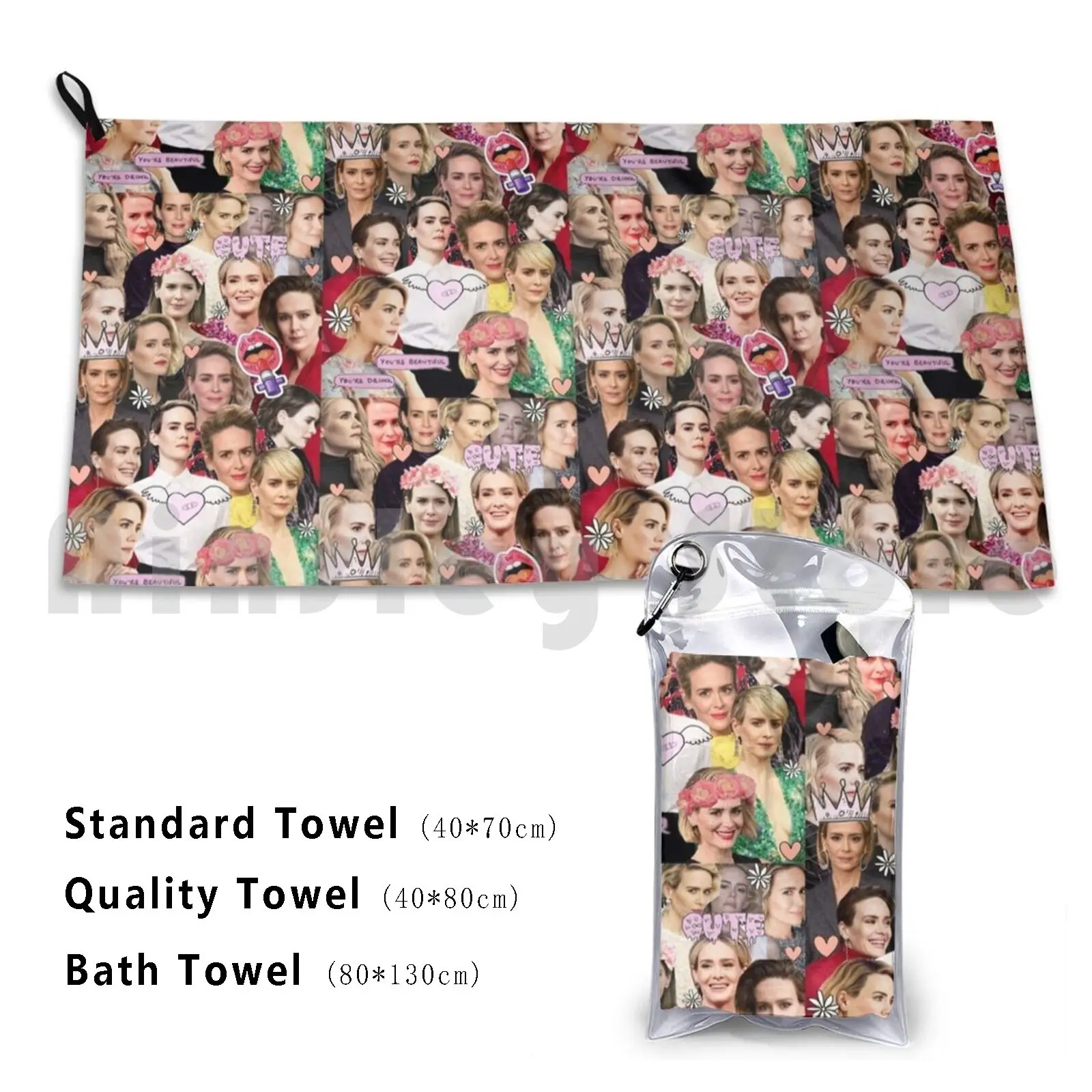 

Sarah Paulson Collage Bath Towel Beach Cushion Sarah Paulson Oceans 8