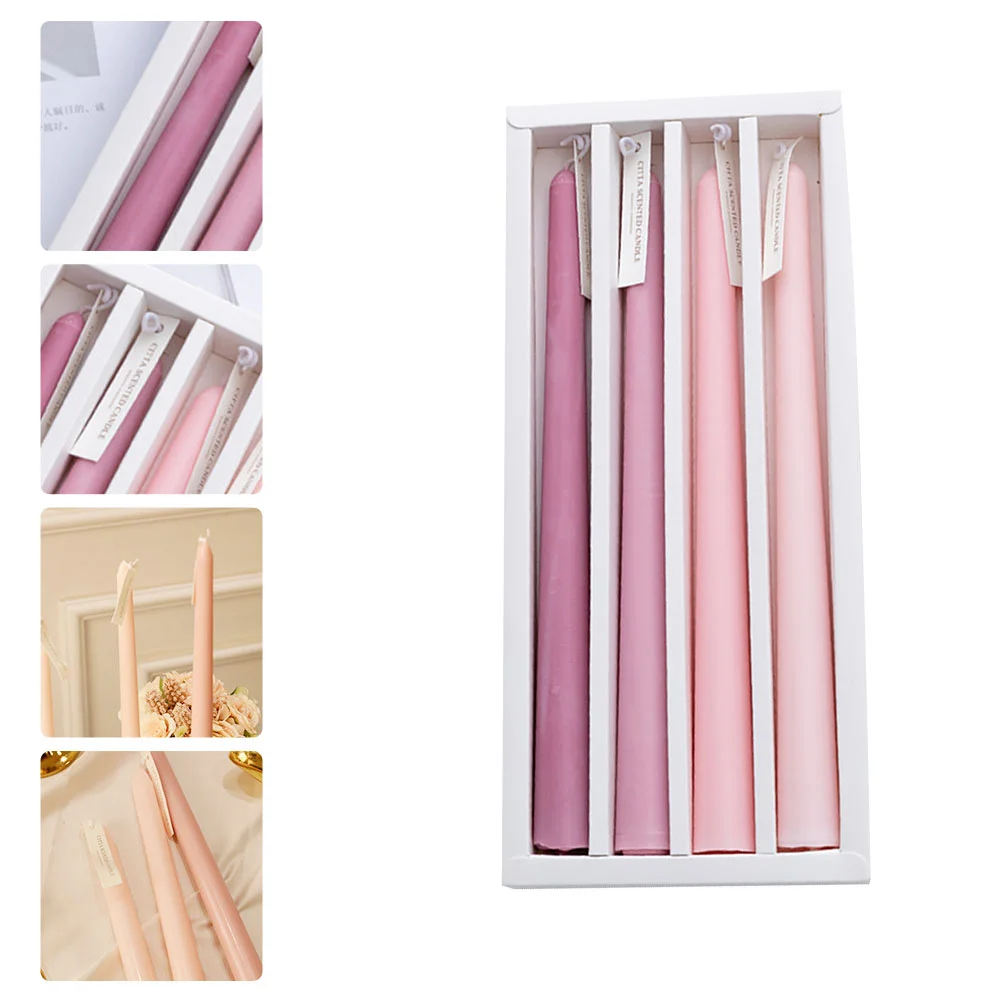 

4 Pcs Decorations Scene Prop Dining Adornment Room Table Dinning Long Pole Candles Tea Light Soy Wax