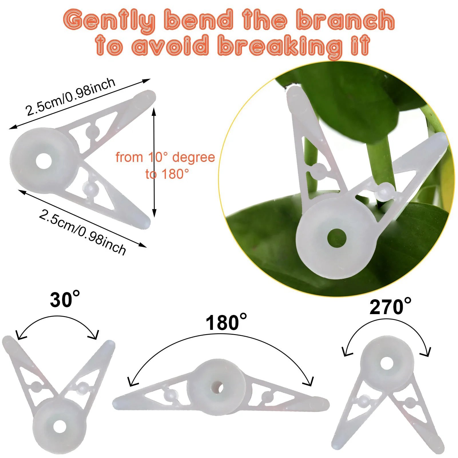 

60PCS 360 Degrees Adjustable Plant Branches Bender Bending Growth Trainer Clips Low Stress Control Fixing Clamp Garden Tool