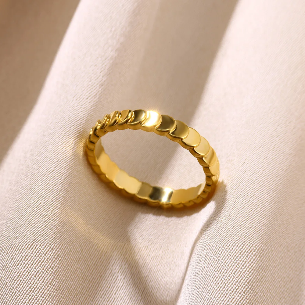 Кольца из нержавеющей стали в форме рыбьей чешуи для женщин французское модное