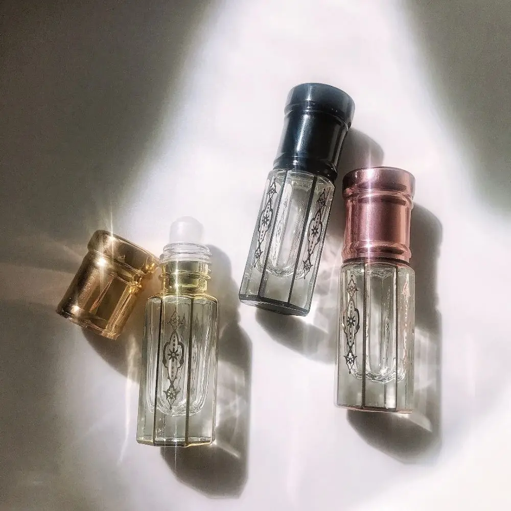 

3ml Mini Perfume Roll on Bottle High Quality Portable Gold Plating Glass Essential Oil Bottle Empty Simple Cosmetic Container