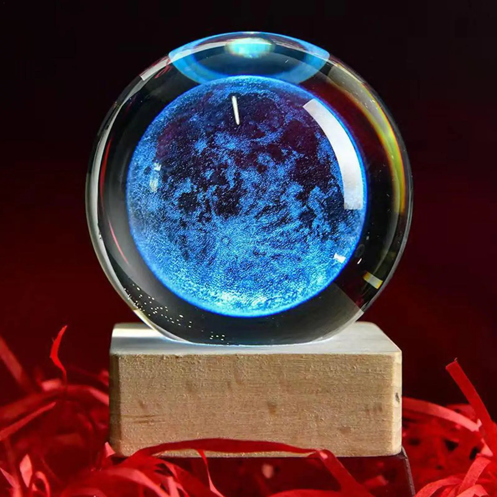 

3d Solar System Model Led Light Faux Crystal Ball Decor Gift Decoration Home Globe Kid Ornament Desktop O1d0
