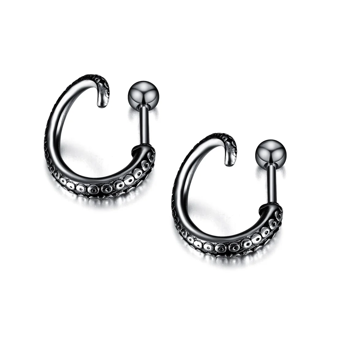 

DARHSEN Punk Men Stud Earring Black Silver color Stainless Steel Fashion Jewelry Gfit