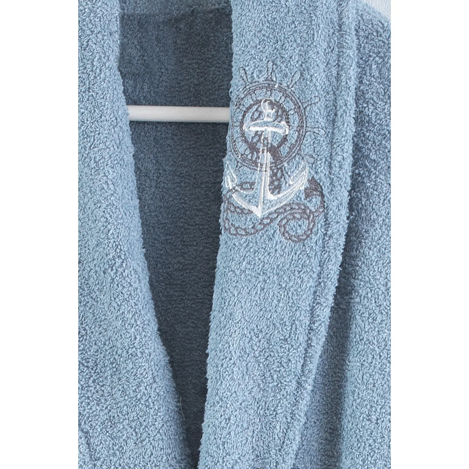 Özenev Gredel 2 Parça Male Bathrobe Set Indigo Casual Stylish Comfortable Design First Class Quality Water Absorbing Power Contemporary Design