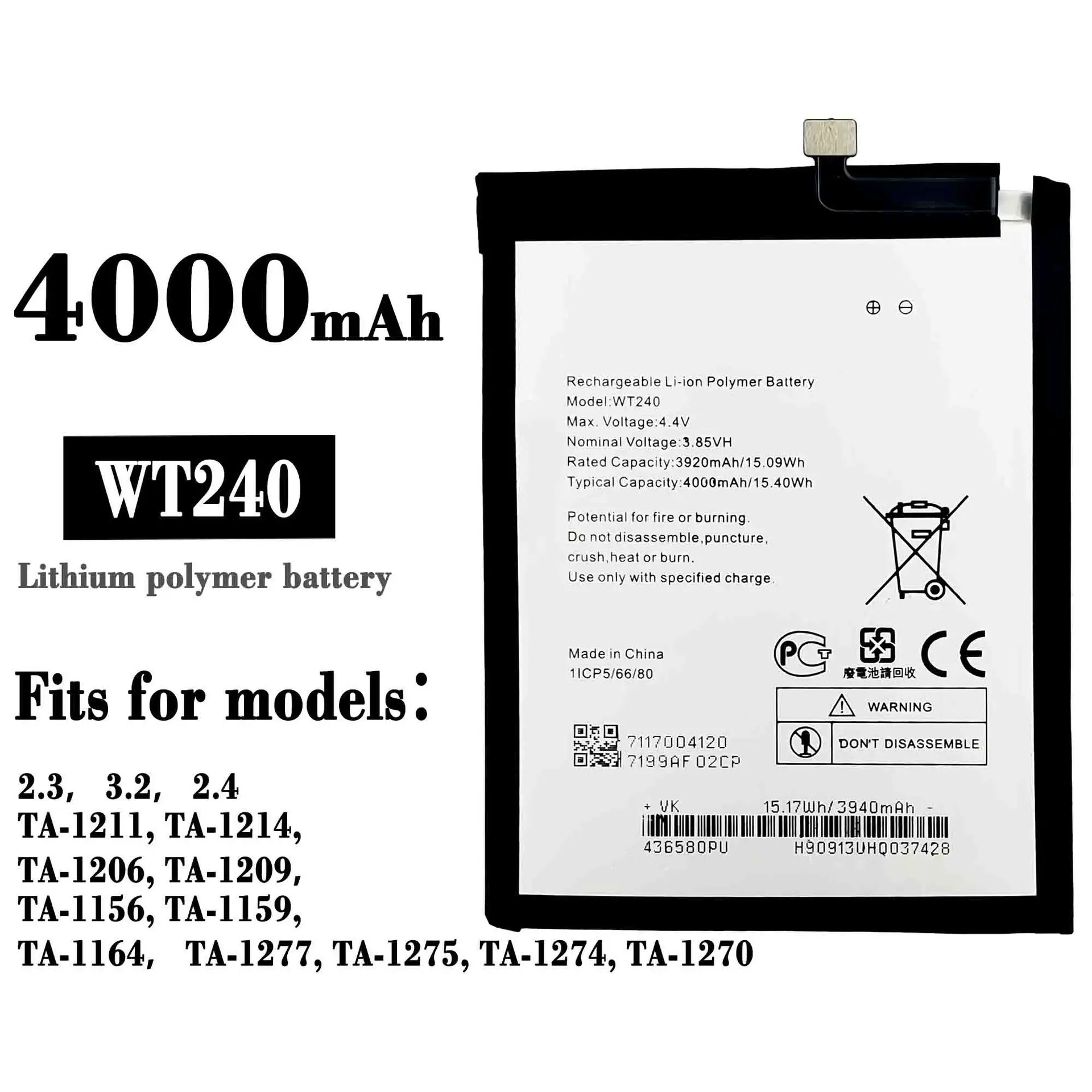 Новый оригинальный аккумулятор для Nokia 3,2 TA-1156 TA-1159 TA-1164 4000mAh WT240 мобильный телефон + Подарочные инструменты