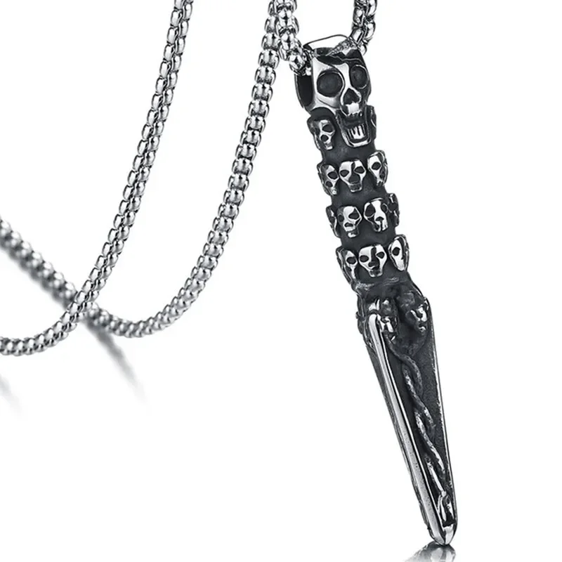 Винтажные подвески в виде меча из нержавеющей стали с головой черепа цепочки