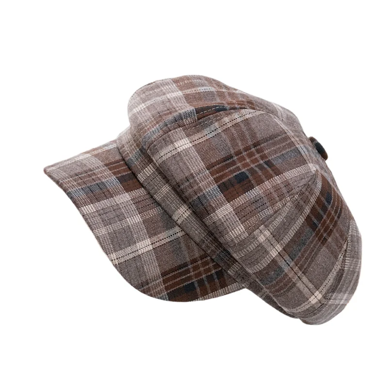 Британский винтажный кофейный берет художественный восьмиугольный преппи