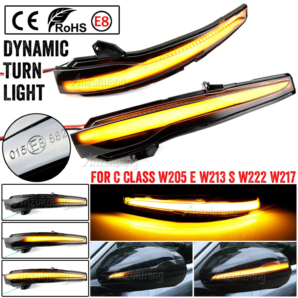 

2pcs LED Dynamic Turn Signal Light For Benz W205 W213 For Mercedes Benz C E S GLC Class Car Rear View Mirror Indicator