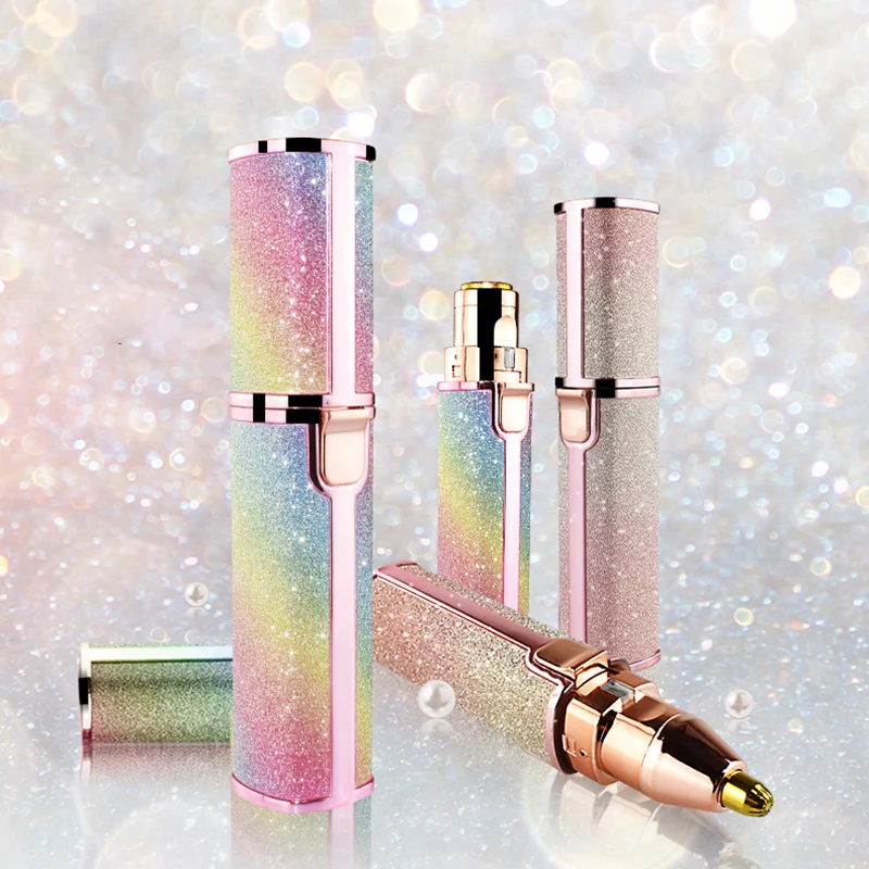 

Protable 2 IN 1 Electric Epilator Eyebrow Trimmer Female Body Facial Lipstick Shape Painless Hair Removal Women Shaver