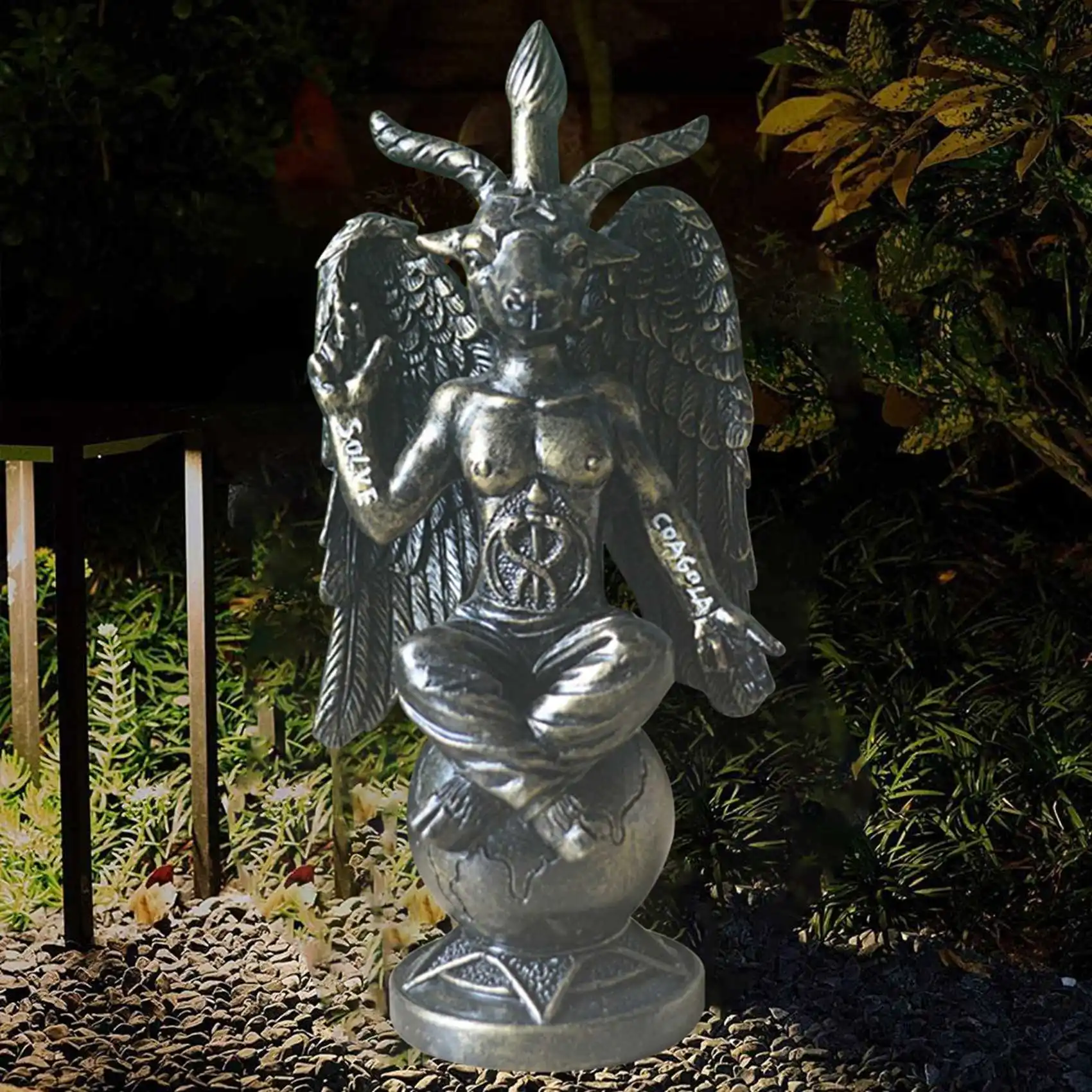 

Satanic Idol Baphomet Sculpture Zen Meditation Magic Wing Goat Statue Resin Crafts Religious Ornaments Home Decoration A