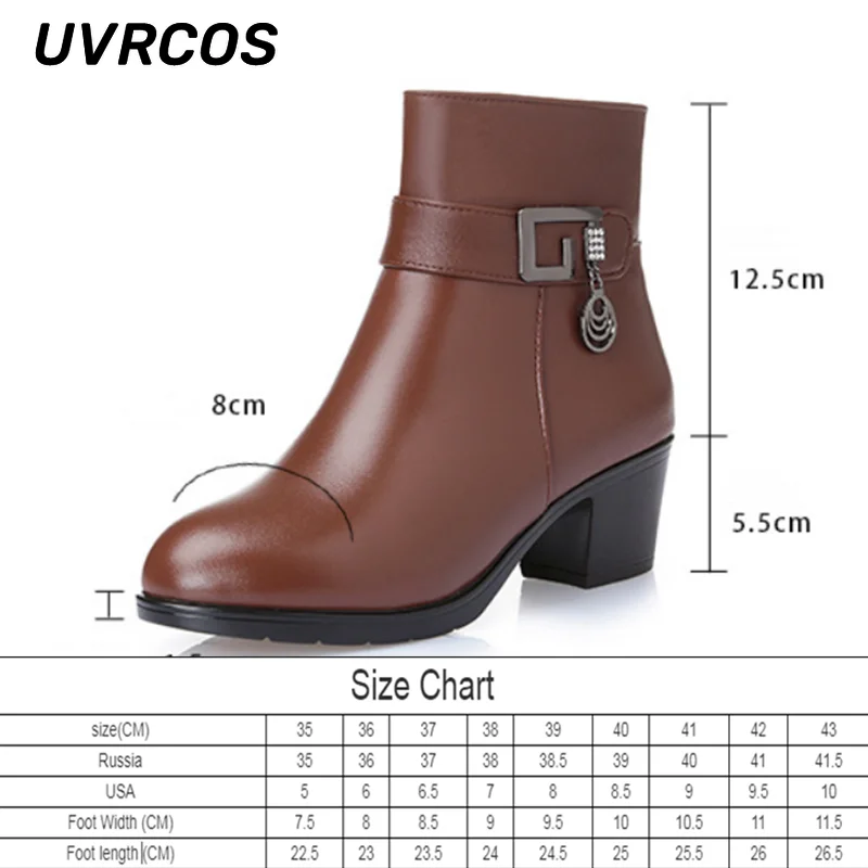 

Women's Leather Boots 2022 New Winter Thickened Wool Lining Snow Plus Size Shoes