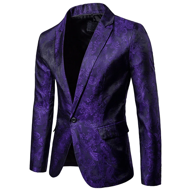 

Multicolor Jacquard Men's Blazer Dance Festival Christmas Halloween Party Wedding Groom Singer Host Show Dress