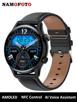 new smart watch for men nfc bluetooth call smartwatch with amoled screen ai voice assistant password unlock sport fitness modes