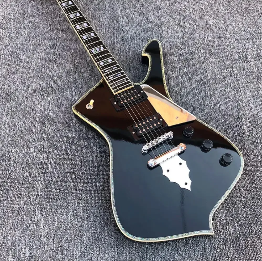 

ICEMAN Paul Stanley Signature Abalone Body Binding, Flame Shaped Tailpiece, Mirror Pickguard, MOP Inlay, Chrome Hardware