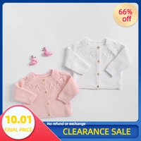 the new 2022 infant clothing winter baby clothes leaves into sweet pure cardigan jacket sweater cotton knitting small coat
