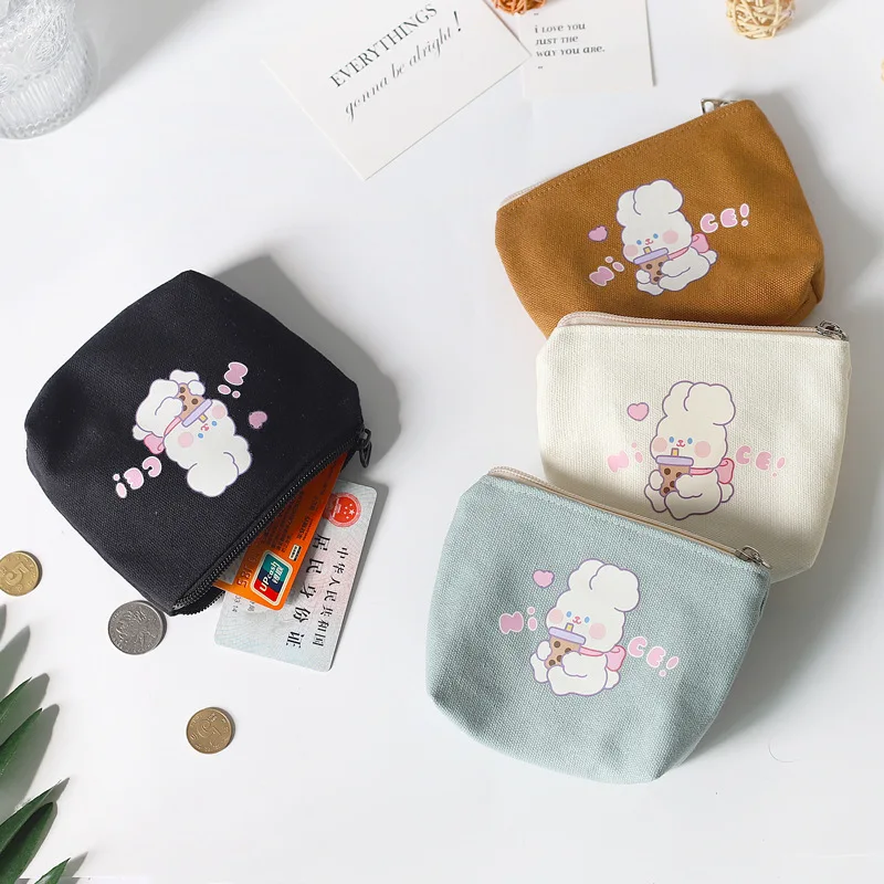

Милый кошелек в Корейском стиле, миниатюрный холщовый Дамский бумажник для мелочи, маленькие Мультяшные сумочки для мелочи, студенческий к...