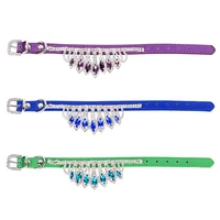 new arrival jewel crystal pu learther pet dog and cat collar leash custom softly padded waterproof classic necklace chaincomfort
