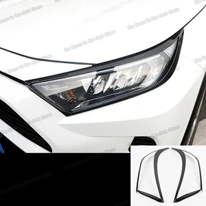 Carbon Fiber Car Headlights Frame Trims Exterior Accessories Chrome for Toyota RAV4 Xa50 2019 2020 2021 Decoration 2022 styling