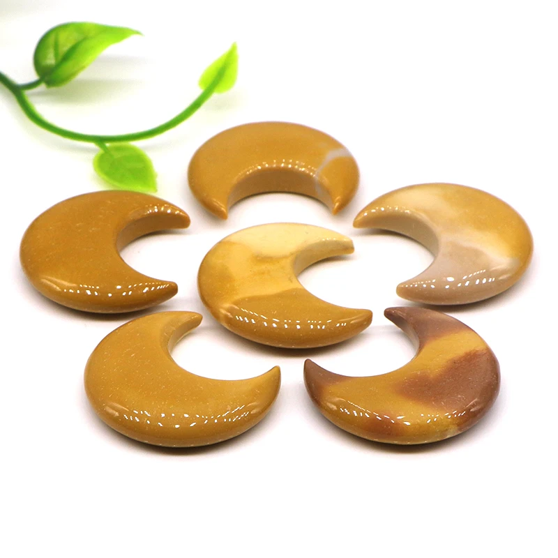 

10 Pcs Moon Shaped Natural Gemstone Mookaite Stones Craft Gift Healing Crystals DIY Jewelry Making Necklace Pendant Accessories