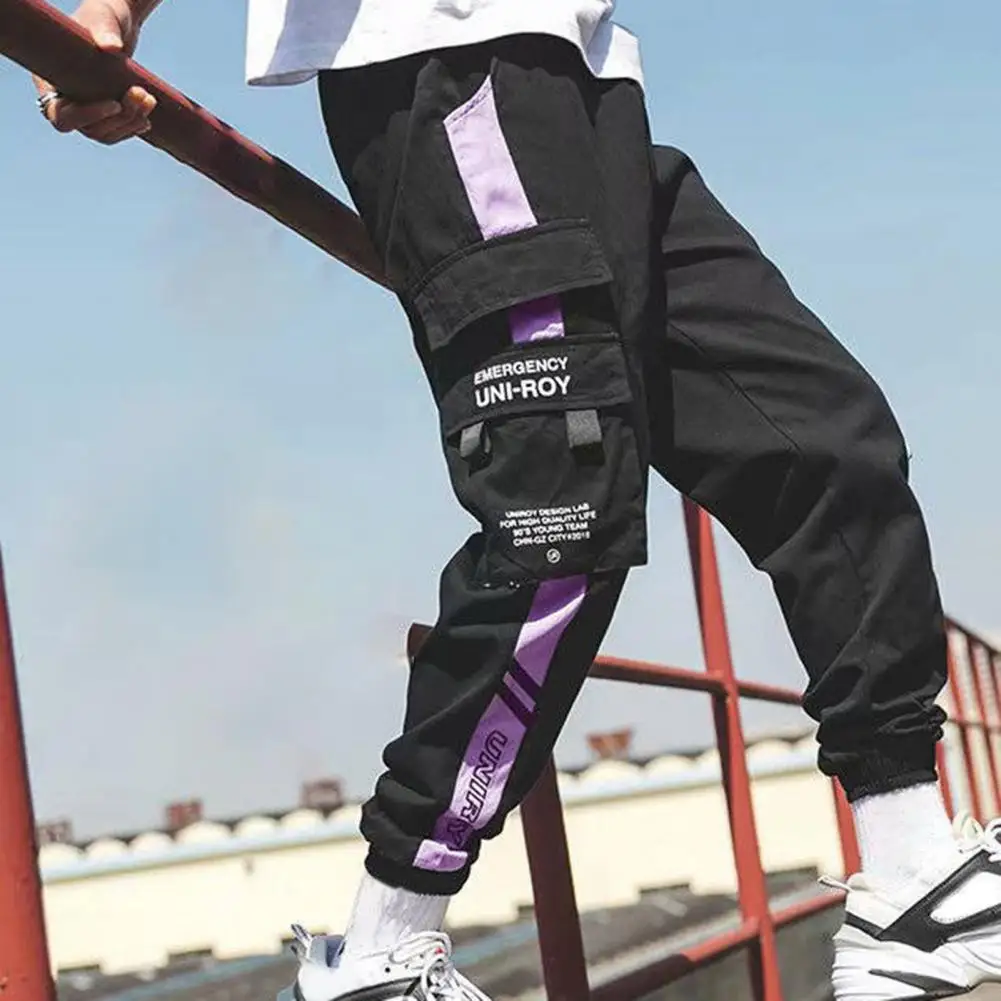 

Брюки-карго мужские функциональные, уличные свободные штаны контрастных цветов с поясом на резинке