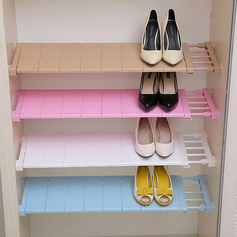 

New High Quality Kitchen Storage Rack Shelf Nail Free Wardrobe Storage Rack Free Telescopic Spacer Frame Home Organizer #236421