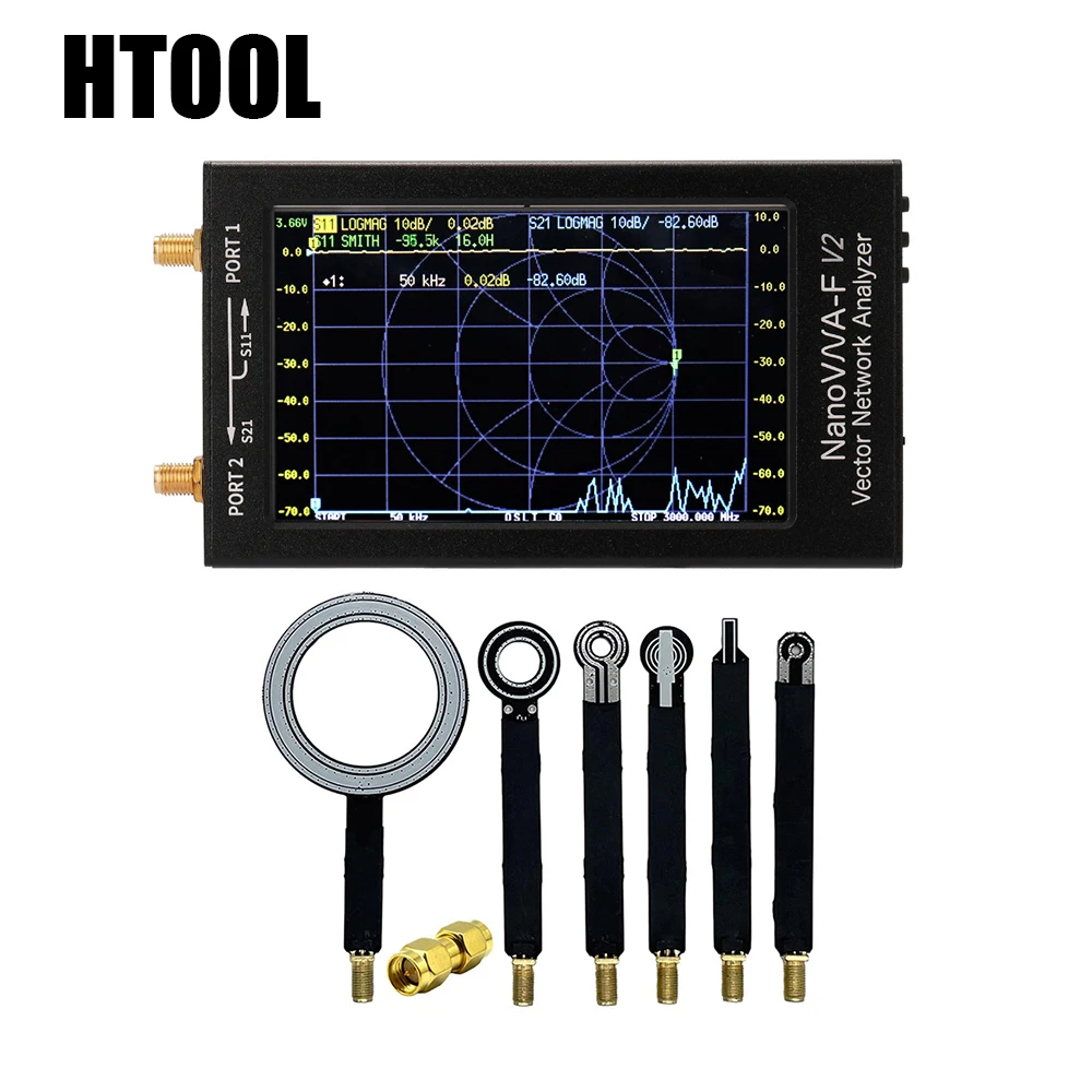 Векторный сетевой анализатор HTOOL V2 50 кГц-3 ГГц VHF UHF VNA HT08 9 Набор зондов ближнего